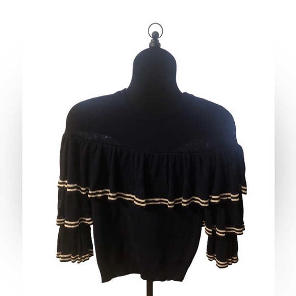 FLYING TOMATO Sweater Small Statement Ruffle Sleeves Casual career feminine - Picture 9 of 16